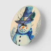 Waterverf Snowman Wall Clock Ronde Klok (Hoek)