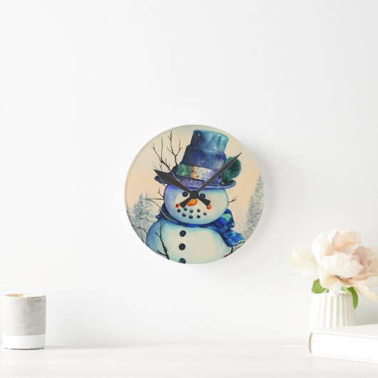Waterverf Snowman Wall Clock Ronde Klok (Huis)