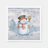 Waterverf Snowman Winter Snow Modern Kerstmis Servet (Voorkant)