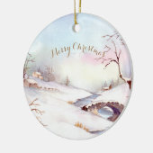 Waterverf Snowy Bridge Landscape Painting Keramisch Ornament (Links)