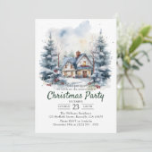 Waterverf  Snowy Christmas Party Kaart (Staand voorkant)