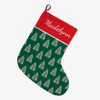 Waterverf Snowy Christmas Tree Pattern Grote Kerstsok