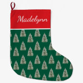 Waterverf Snowy Christmas Tree Pattern Grote Kerstsok (Voorkant)