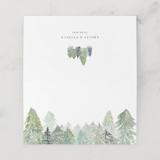 Waterverf Snowy Evergreen Forest Landschap Winter Plaatskaartje (Buitenkant ongevouwen)
