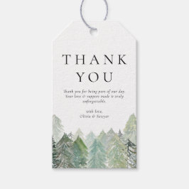 Waterverf Snowy Evergreen Forest Wedding Cadeaulabel