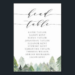 Waterverf Snowy Evergreen Forest Wedding Head Kaart<br><div class="desc">Deze hoofdtafelkaart met een winterthema heeft een met de hand geschilderd groenblijvend bos dat zachtjes bedekt is met sneeuw, perfect voor evenementen tijdens de koudere maanden. Of u nu een bruiloft, verjaardag of seizoensgebonden dinerfeest organiseert, deze wintertafelnummers mengen zich prachtig met een rustieke of bosrijke inrichting. De waterverf stijl geeft...</div>