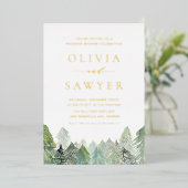Waterverf Snowy Evergreen Forest Wedding Shower Folie Uitnodiging (Staand Voorkant)