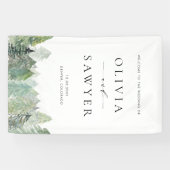 Waterverf Snowy Evergreen Forest Wedding Welkom Spandoek (Horizontaal)