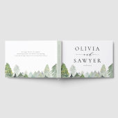 Waterverf Snowy Evergreen Forest Winterbruiloft Gastenboek (Volledig)