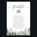 Waterverf Snowy Evergreen Forest Winterbruiloft Kaart<br><div class="desc">Breng de rustige wintermagie naar uw feest met deze waterverf tafelkaart met een besneeuwd groenblijvend bos. Vallende sneeuw en zacht groene groenblijvende bomen roepen een serene seizoensgebonden sfeer op, perfect voor winterbruiloften, vakantiefeesten of verjaardagen. U kunt individuele gastennamen aan elke kaart toevoegen, zodat gasten hun zitplaatsen kunnen vinden terwijl u...</div>