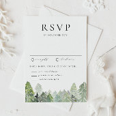 Waterverf Snowy Evergreen Forest Winterbruiloft RSVP Kaartje