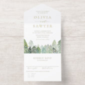 Waterverf Snowy Evergreen Landscape Wedding All In One Uitnodiging (Binnenkant)