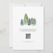 Waterverf Snowy Evergreen Woodland Winterbruiloft Save The Date (Achterkant)
