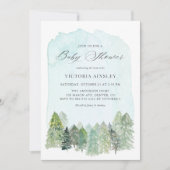 Waterverf Snowy Forest Winter Baby shower Kaart (Voorkant)