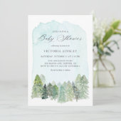 Waterverf Snowy Forest Winter Baby shower Kaart (Staand voorkant)