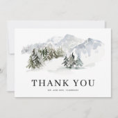 Waterverf Snowy Forest Woodland Winter Wedding Bedankkaart (Voorkant)