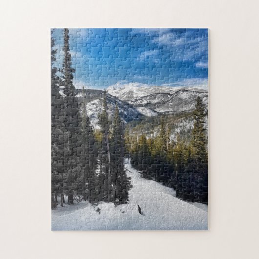 Waterverf Snowy Mountain Jigzaag Puzzle Legpuzzel (Verticaal)