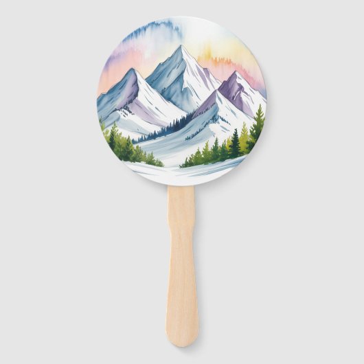 Waterverf Snowy Mountain Landscape Wedding Handwaaier (Achterkant)