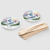 Waterverf Snowy Mountain Landscape Wedding Handwaaier (Niet-gemonteerd)