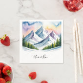 Waterverf Snowy Mountain Landscape Wedding Servet (Insitu)