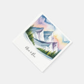 Waterverf Snowy Mountain Landscape Wedding Servet (Hoek)