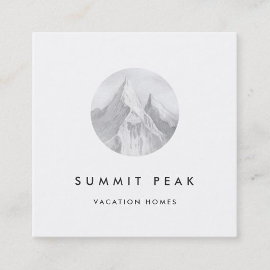 Waterverf Snowy Mountain Logo Square Vierkante Visitekaartje (Voorkant)