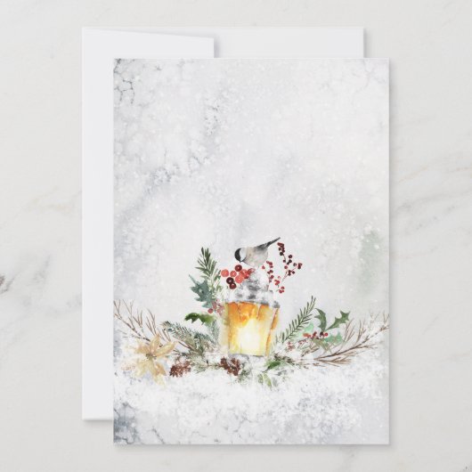 Waterverf Snowy Pine en Spruce Winter Wedding Kaart (Achterkant)