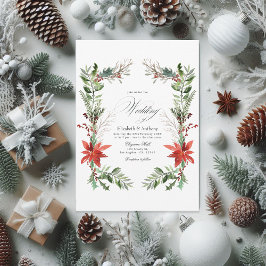 Waterverf Snowy Pine en Spruce Winter Wedding Kaart