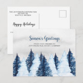 Waterverf Snowy Pine Trees Forest Winter Business Feestdagenkaart (Voorkant / Achterkant)