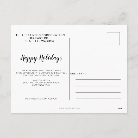 Waterverf Snowy Pine Trees Forest Winter Business Feestdagenkaart (Achterkant)