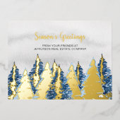 Waterverf Snowy Pine Trees Forest Winter Business Folie Feestdagen Briefkaart (Voorkant)