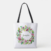 Waterverf Snowy Pine & Wreath 2-zijdige familie Tote Bag (Achterkant)