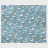 Waterverf Snowy Winter Cabins Forest Kerstmis Cadeaupapier (Vlak)