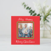 Waterverf Snowy Winter Trees Jolly FOTOKAART Feestdagenkaart (Staand voorkant)