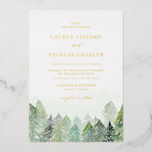 Waterverf Snowy Woodland Winter Wedding