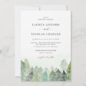 Waterverf Snowy Woodland Winter Wedding Kaart (Voorkant)