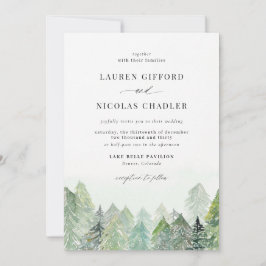 Waterverf Snowy Woodland Winter Wedding Kaart