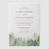 Waterverf Snowy Woodland Winter Wedding Vellum Uitnodigingen (Voorkant)