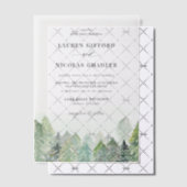 Waterverf Snowy Woodland Winter Wedding Vellum Uitnodigingen (Offset (Uitnodiging))