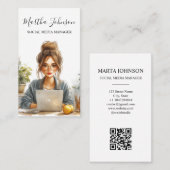 Waterverf Social Media Manager Blogger Influencer Visitekaartje (Voorkant / Achterkant)