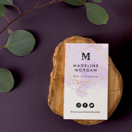 Waterverf sociale media met lavender visitekaartje