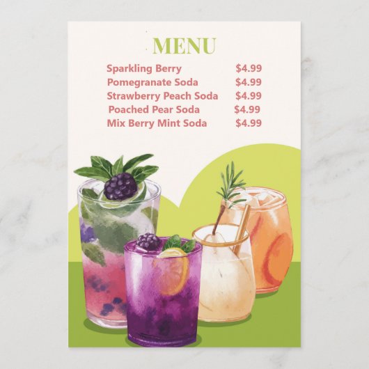 Waterverf Soda Drink Menu (Achterkant)