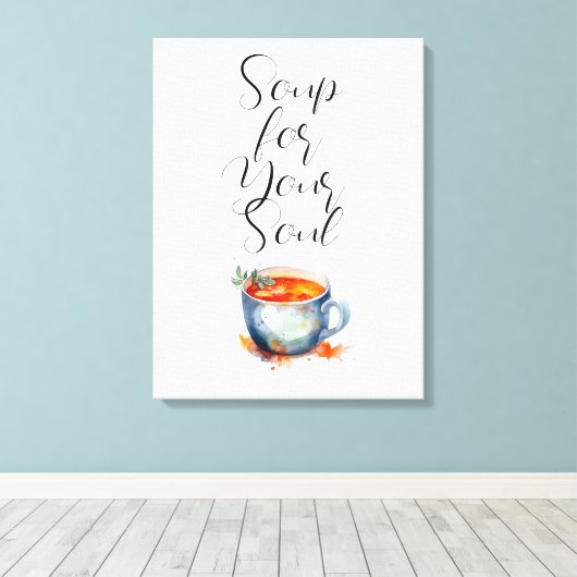 Waterverf soep voor je soep canvas afdruk (Insitu (Houten vloer))