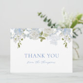 Waterverf Soft Blue Flowers Baby Boy Shower Bedankkaart (Staand voorkant)