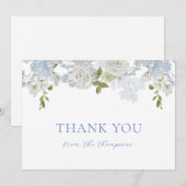 Waterverf Soft Blue Flowers Baby Boy Shower Bedankkaart (Voorkant / Achterkant)