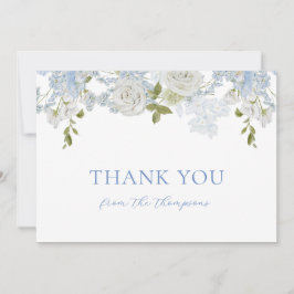 Waterverf Soft Blue Flowers Baby Boy Shower Bedankkaart