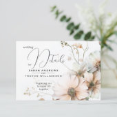 Waterverf Soft Blush Wildflower Wedding Details Informatiekaartje (Staand voorkant)