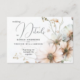 Waterverf Soft Blush Wildflower Wedding Details Informatiekaartje