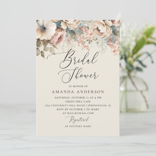 Waterverf soft boho floral bruiloft vrijgezellenfe kaart (Staand voorkant)