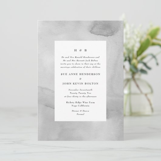 Waterverf Soft Gray Pastel Weddenschap Kaart (Staand voorkant)